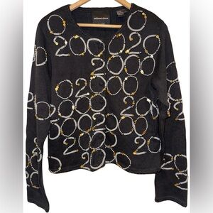 Michael Simon New York Vintage 2000 Beaded Sequined Sweater Size L Art To Wear